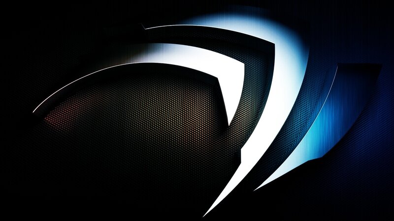 NVIDIA Logo — Black, Dramatic, Digital Art, Blue Light
