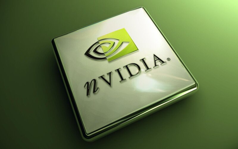 NVIDIA Logo on Chip — Green, Professional