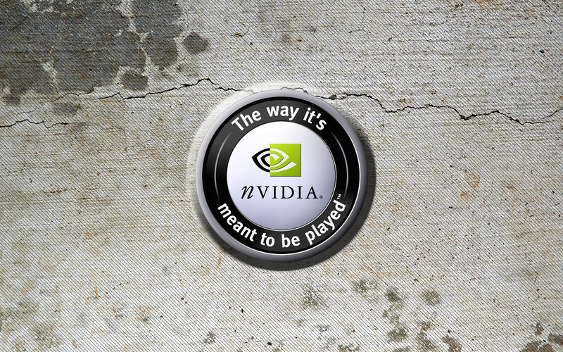 NVIDIA logo on cracked concrete