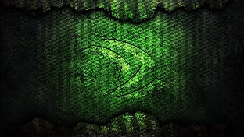 NVIDIA logo on cracked surface