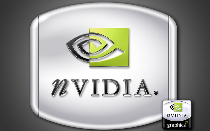 NVIDIA logo on metallic background