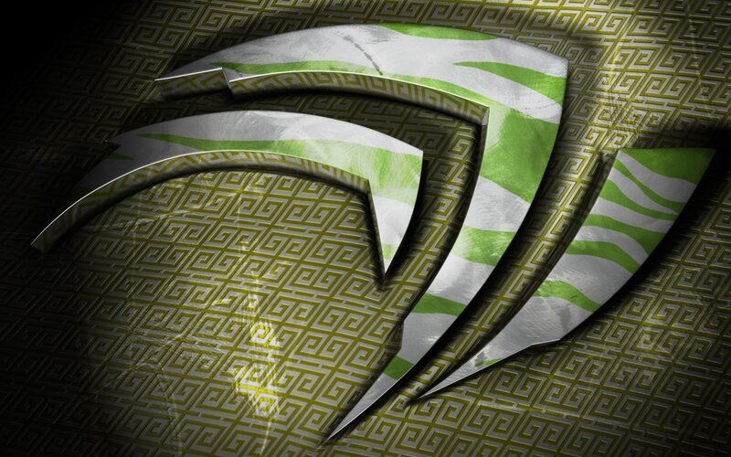 NVIDIA logo on patterned background