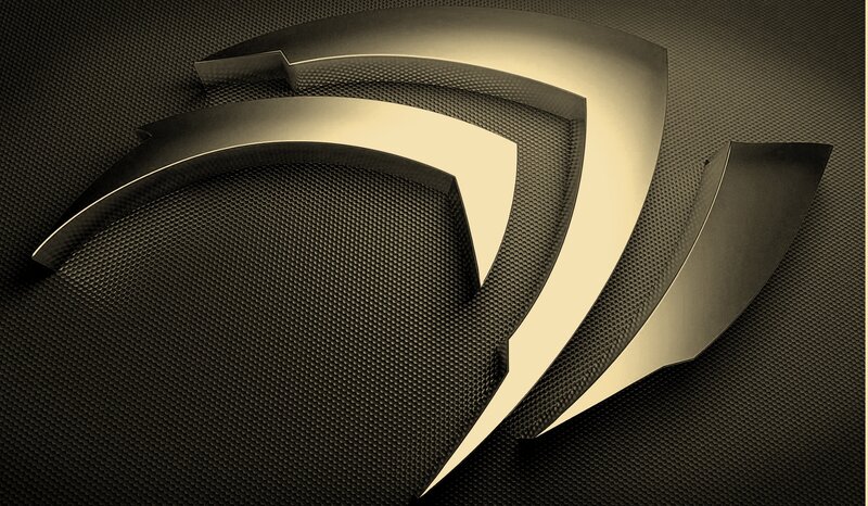 NVIDIA Logo on Textured Surface — Black, Dramatic
