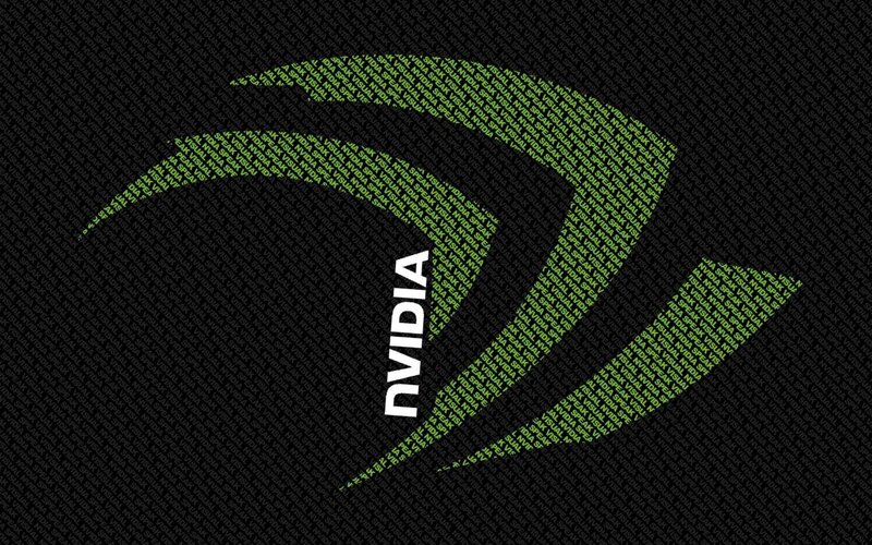 NVIDIA logo with digital pattern