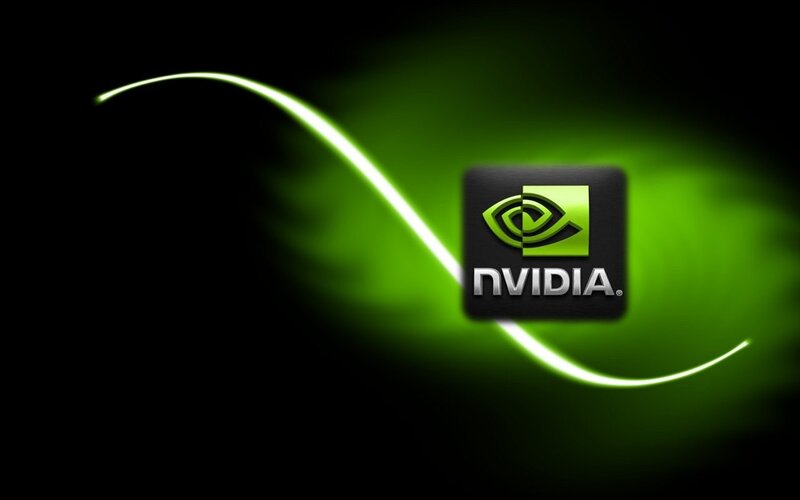 NVIDIA logo with green light effect