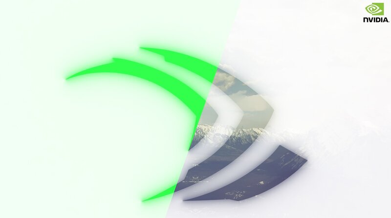 NVIDIA Logo with Mountains — Green