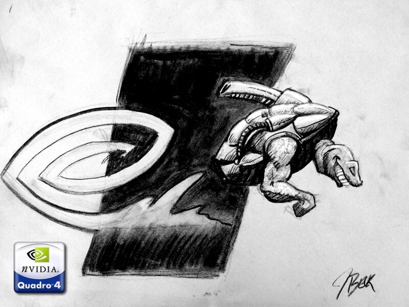 NVIDIA Quadro 4 logo sketch