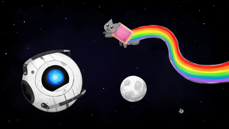 Nyan Cat Flying in Space