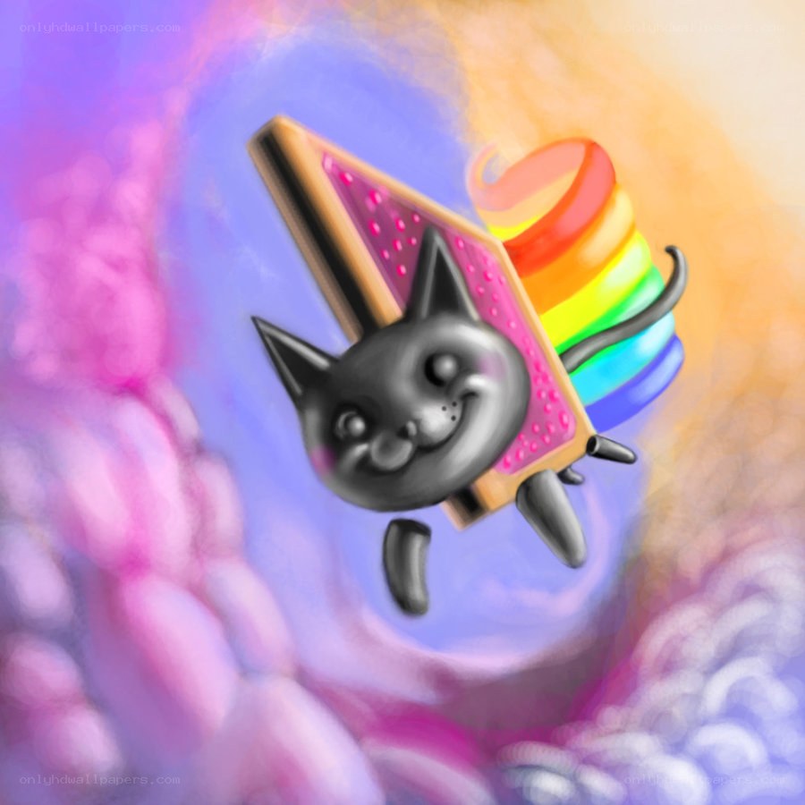 Nyan Cat flying through rainbow