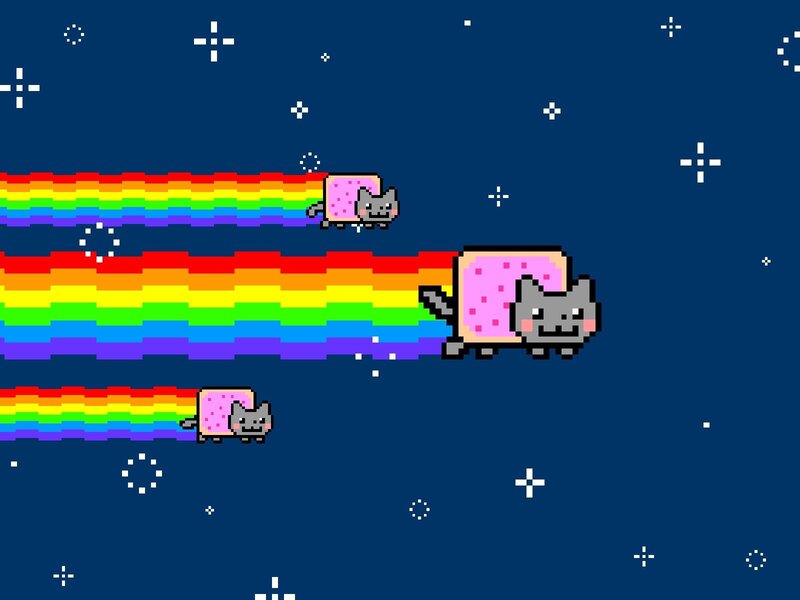 Nyan Cat flying through space