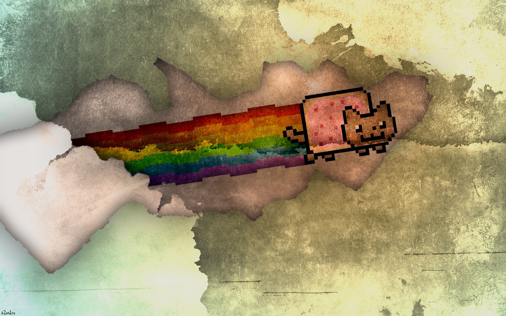 Nyan Cat flying through space