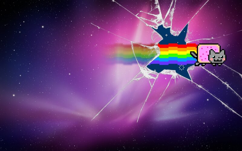 Nyan Cat Flying Through Space — Purple, Cosmic