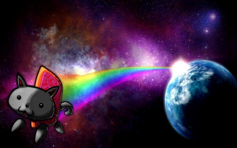 Nyan Cat Flying Through Space — Purple