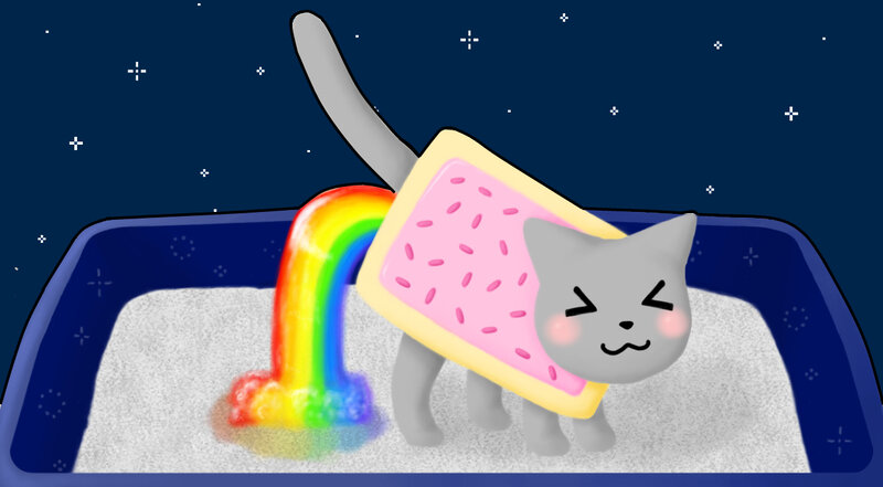 Nyan Cat in litter box