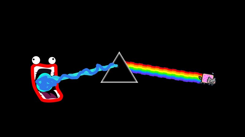 Nyan Cat with Rainbow Trail — Black