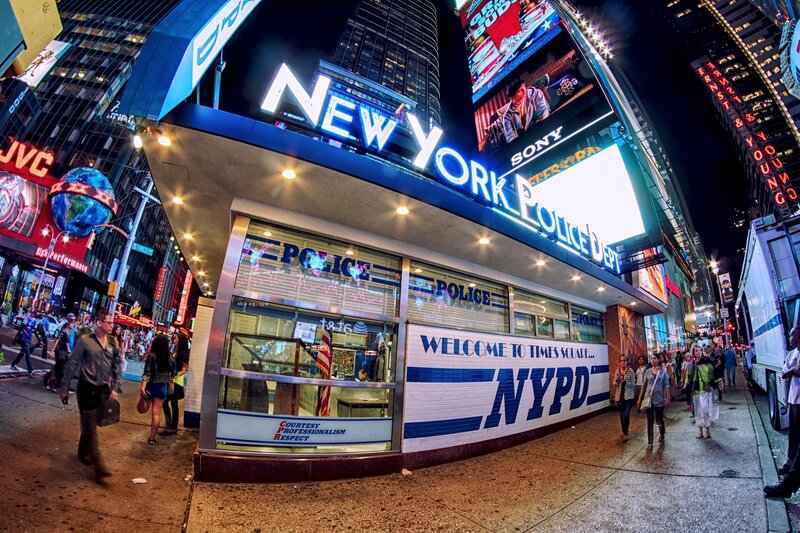 NYPD Station in Times Square — Blue