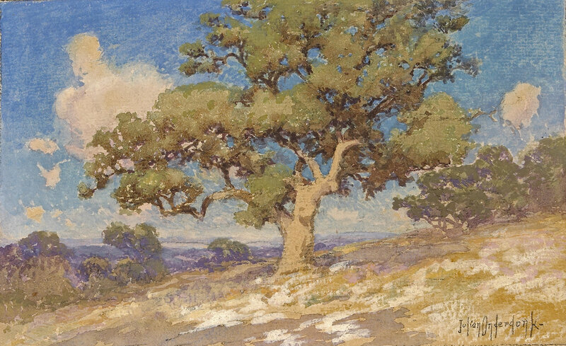 Oak Tree on Hillside — Blue