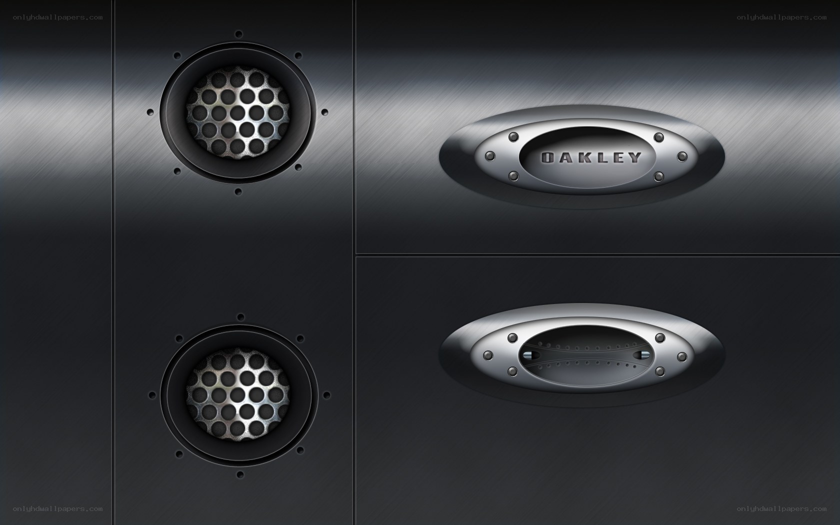 Oakley logo on metal surface