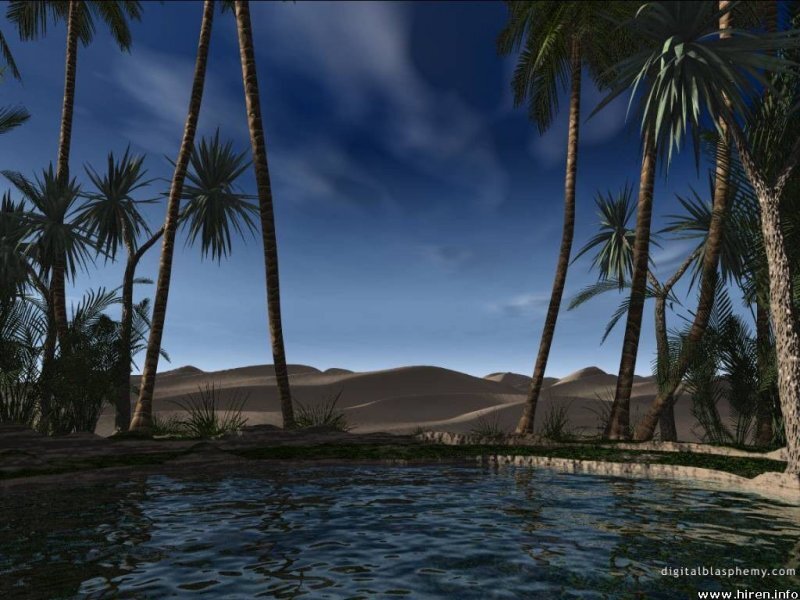 Oasis in Desert — Blue