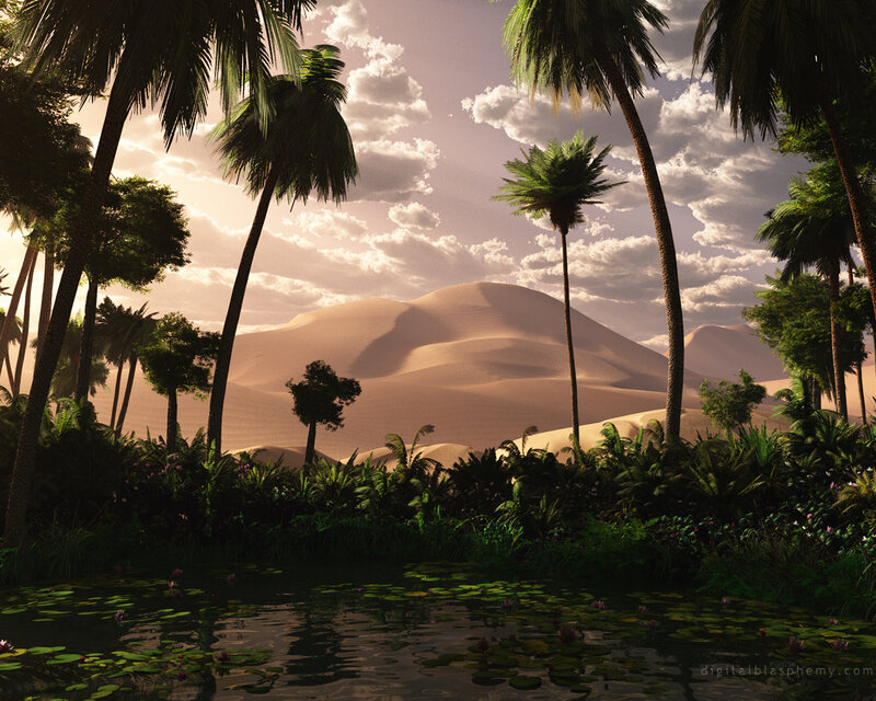 Oasis in Desert — Green