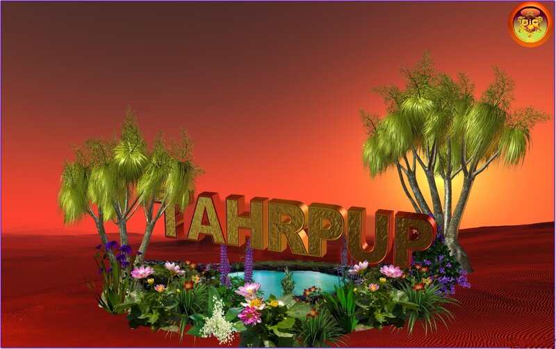 Oasis with Flowers and Trees