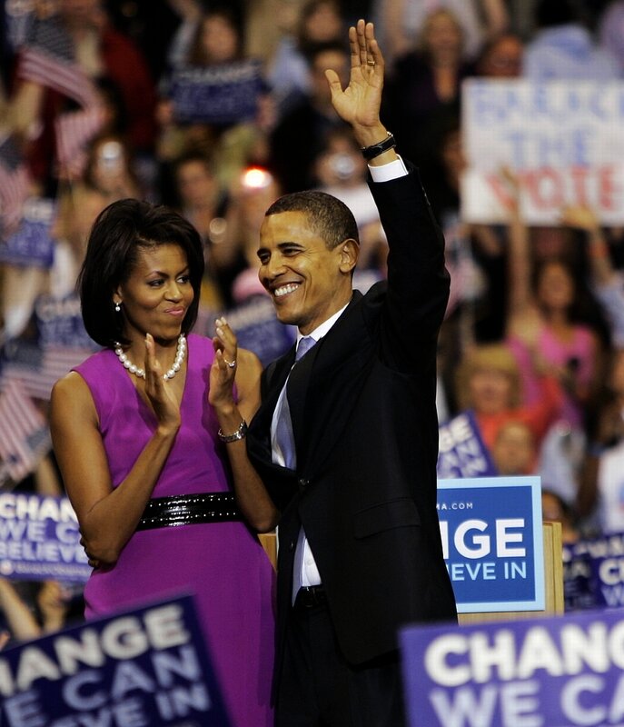 Obama and Michelle at a rally
