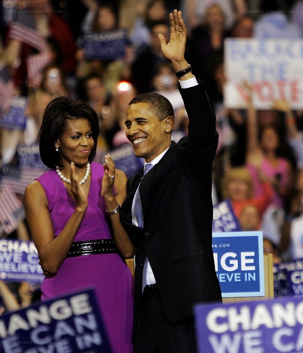 Obama and Michelle at a rally