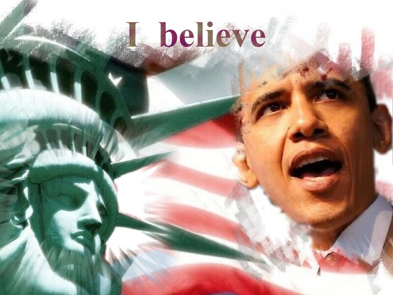 Obama and Statue of Liberty