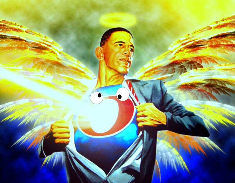 Obama as a superhero angel
