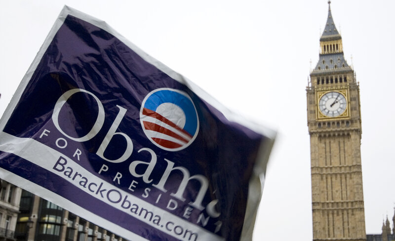 Obama campaign flag in London