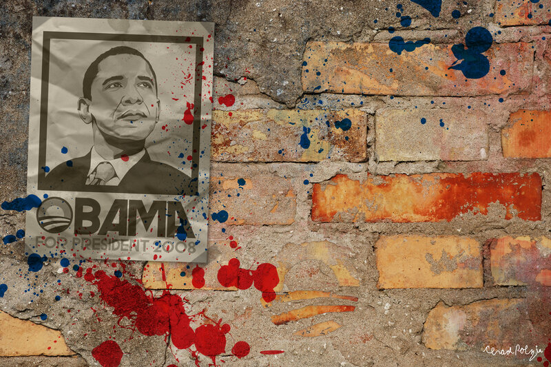 Obama Campaign Poster — Red, Gritty