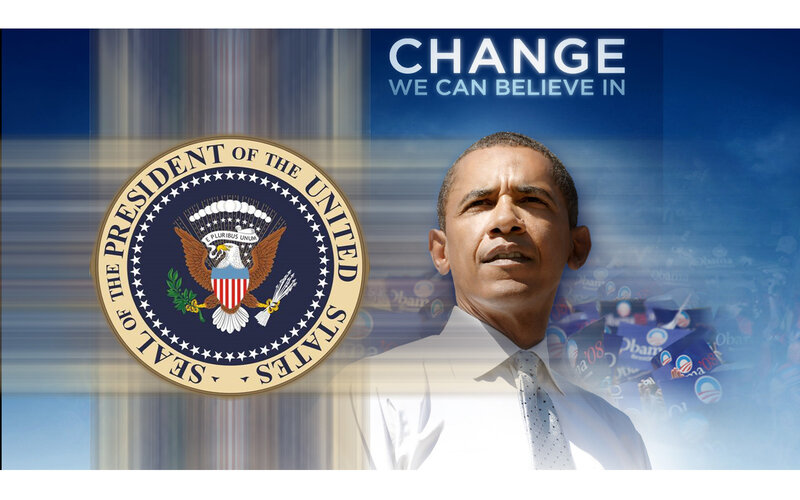Obama campaign poster with presidential seal