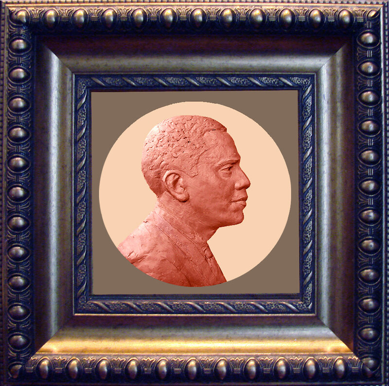 Obama clay bust portrait