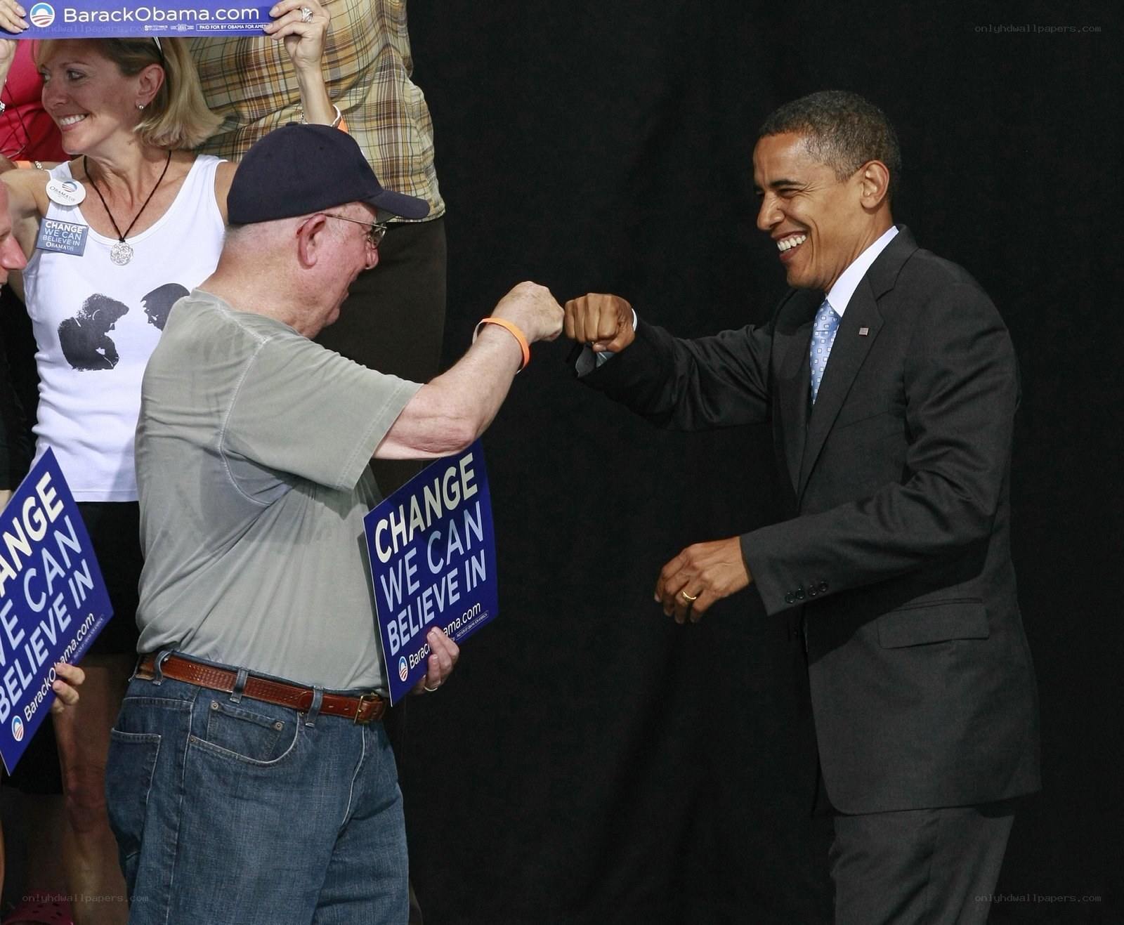 Obama fist-bumping supporter