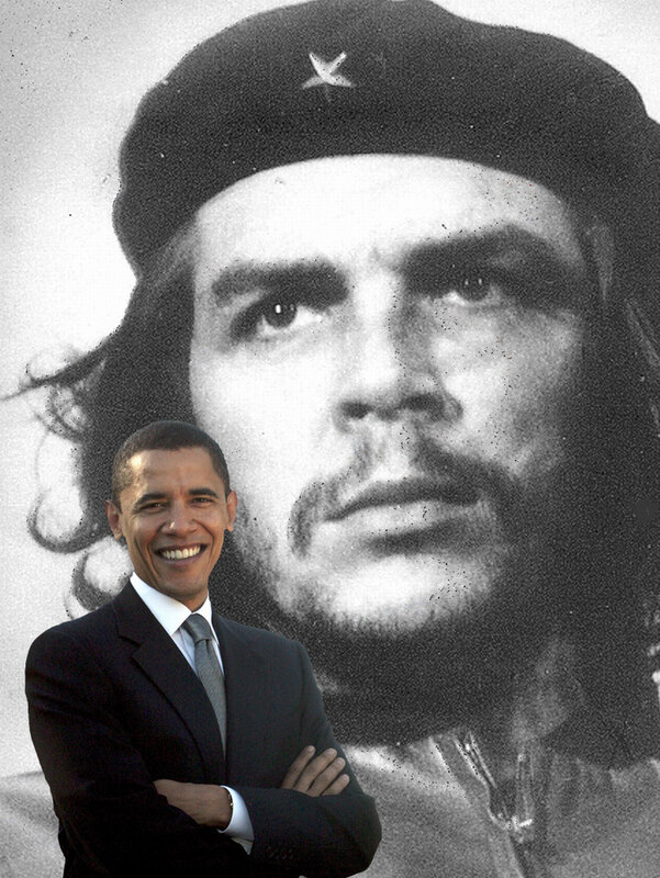 Obama in front of Che Guevara portrait