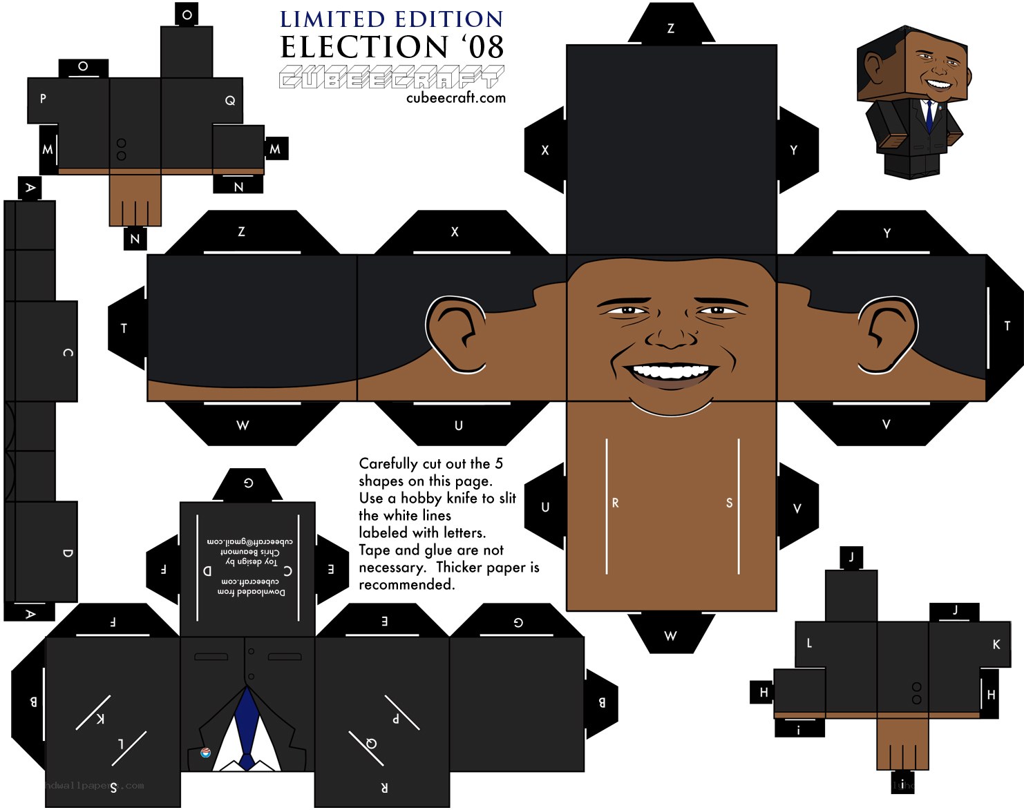 Obama paper craft template