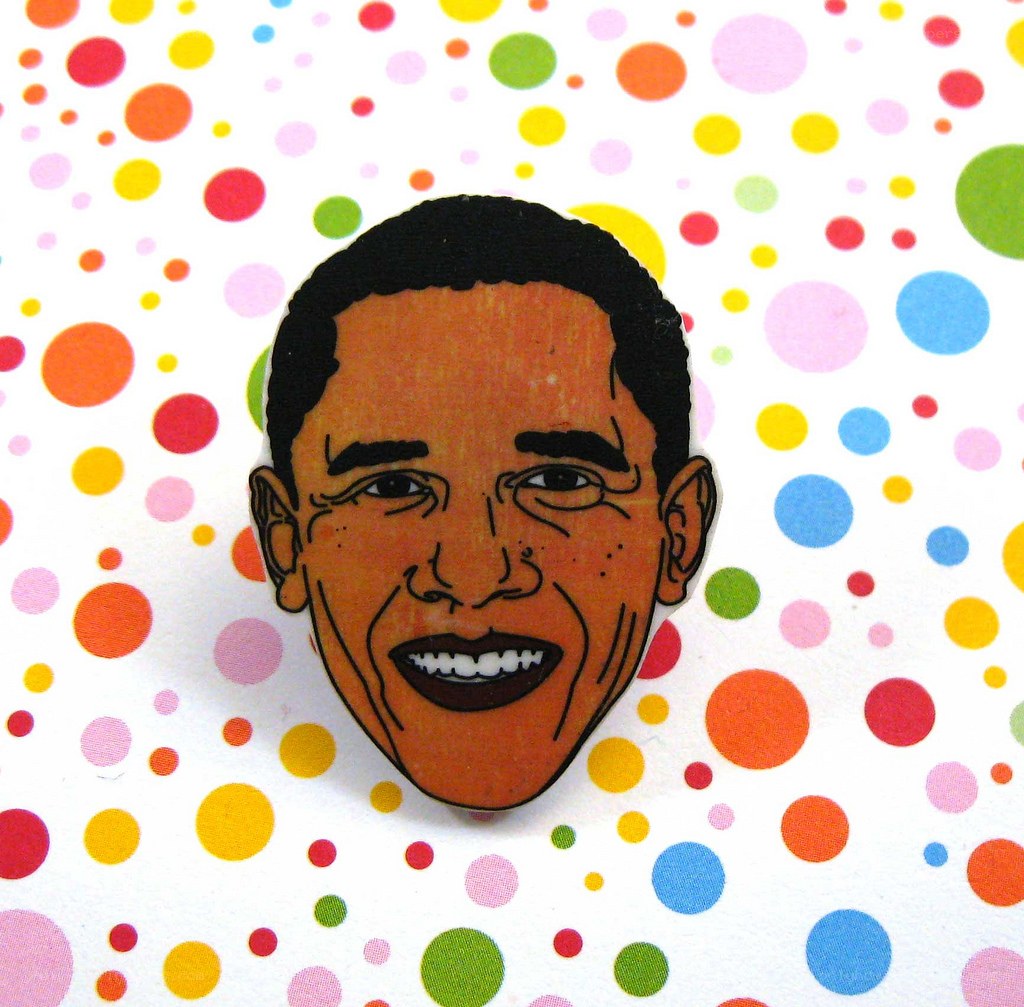 Obama pin on polka dots