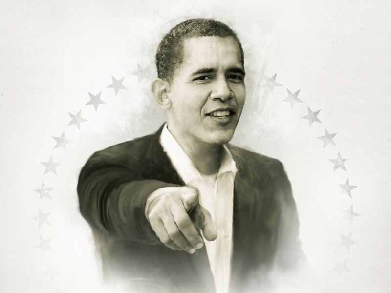 Obama pointing forward