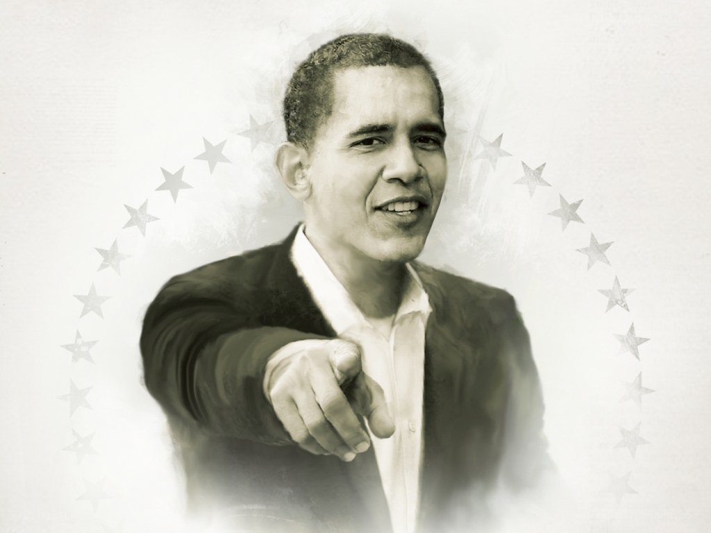 Obama pointing forward