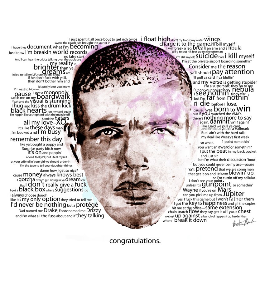 Obama portrait with lyrics