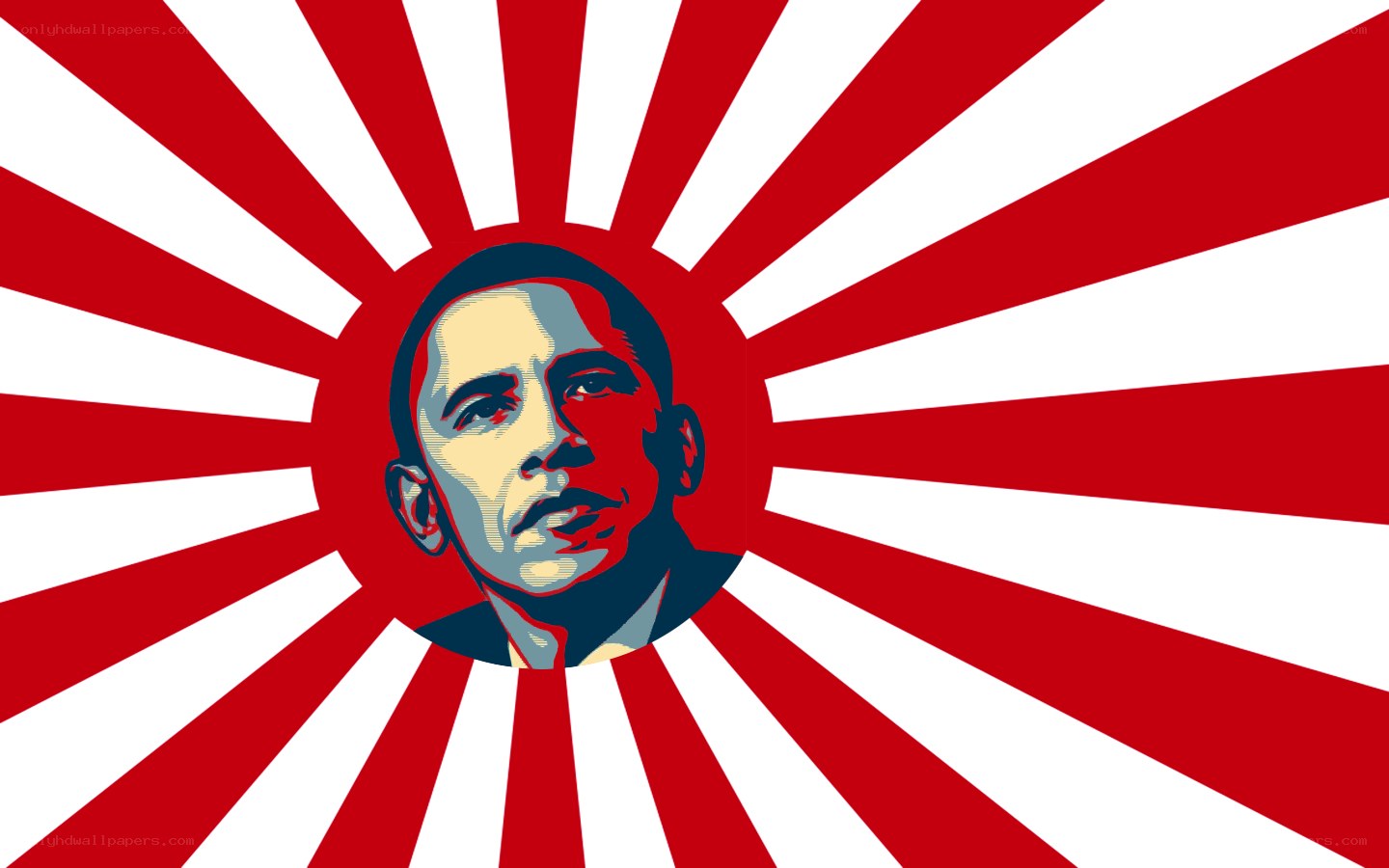 Obama portrait with sunburst design