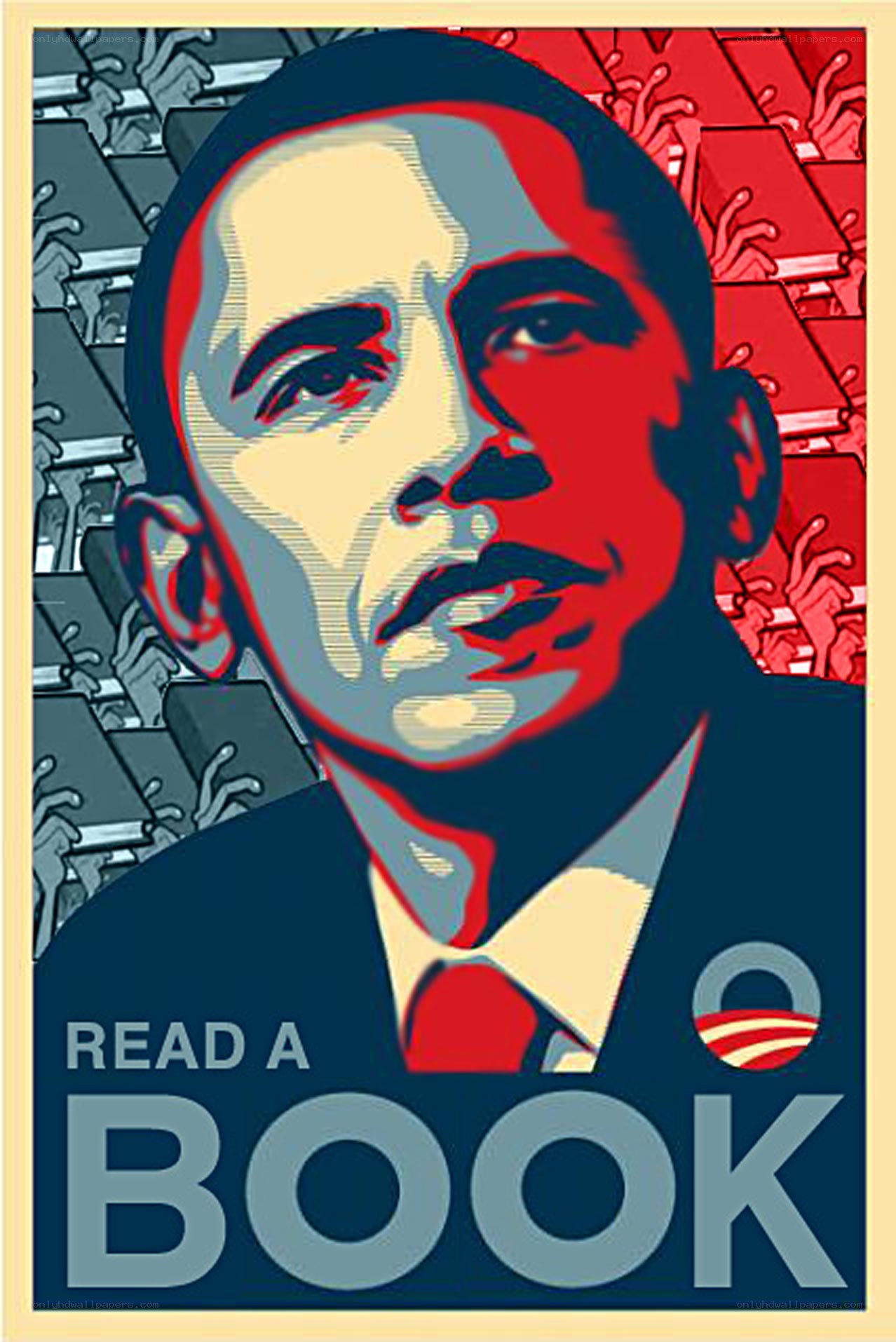 Obama reading book poster