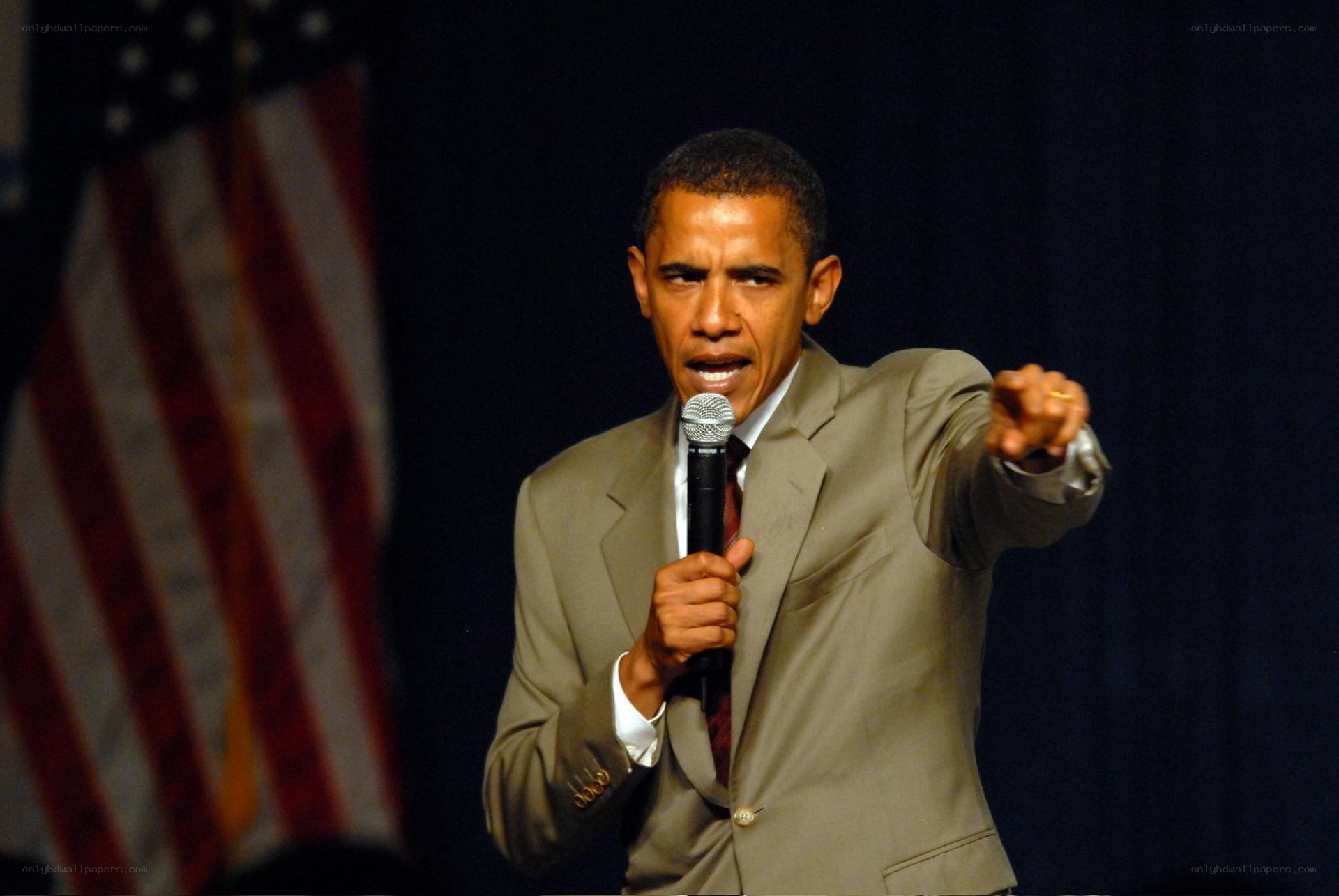 Obama speaking at a rally