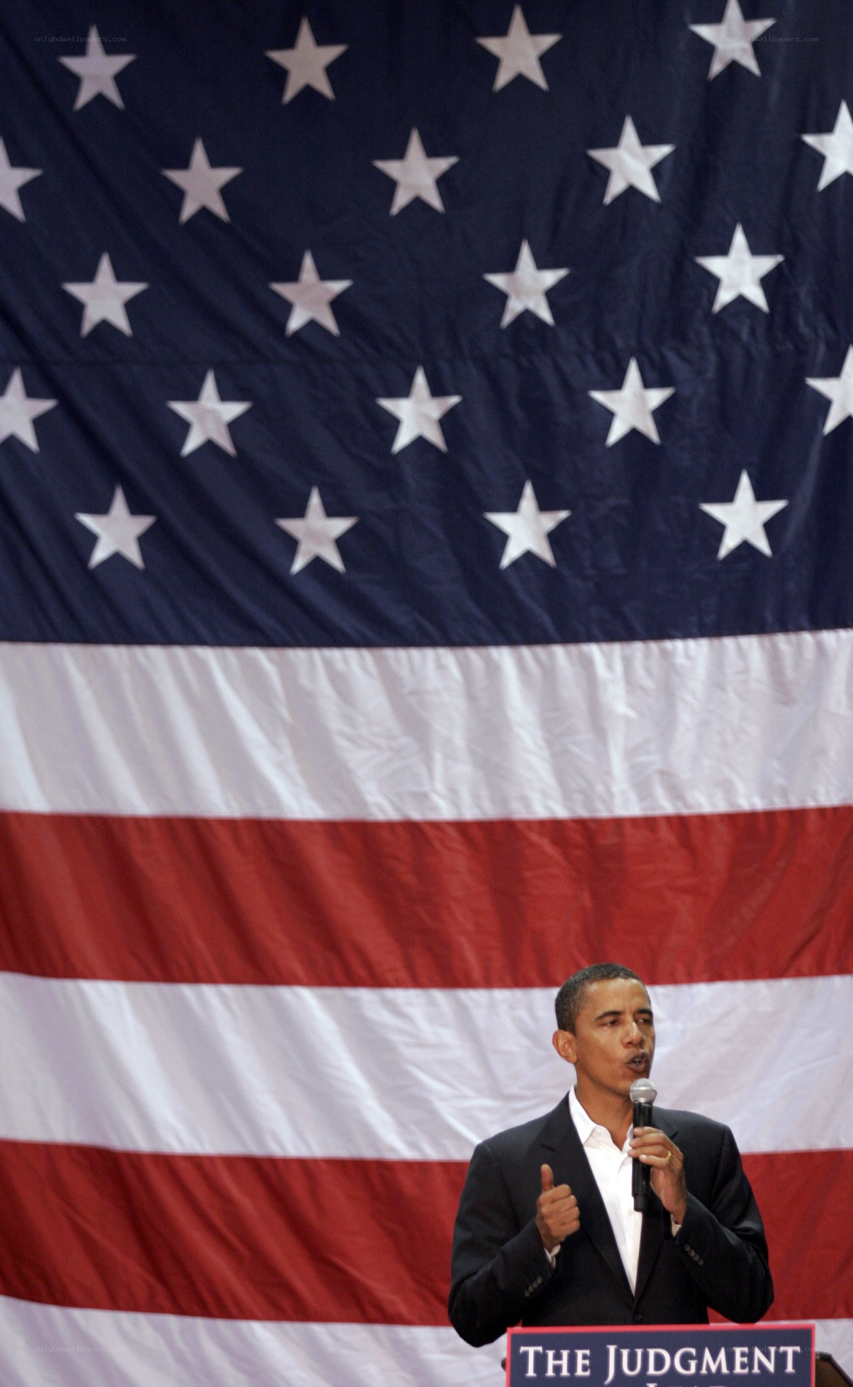 Obama speaking at podium