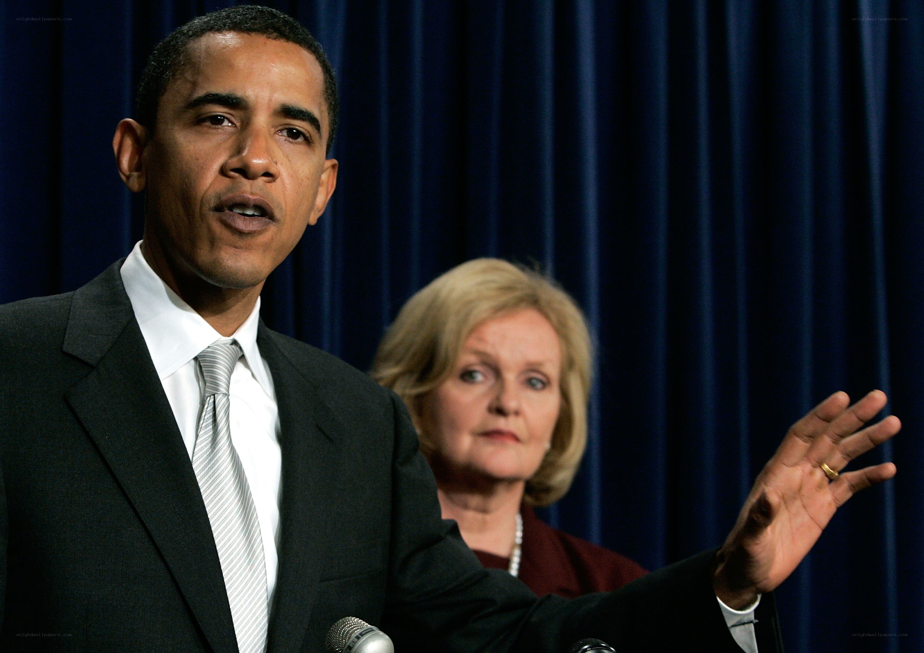Obama speaking at podium