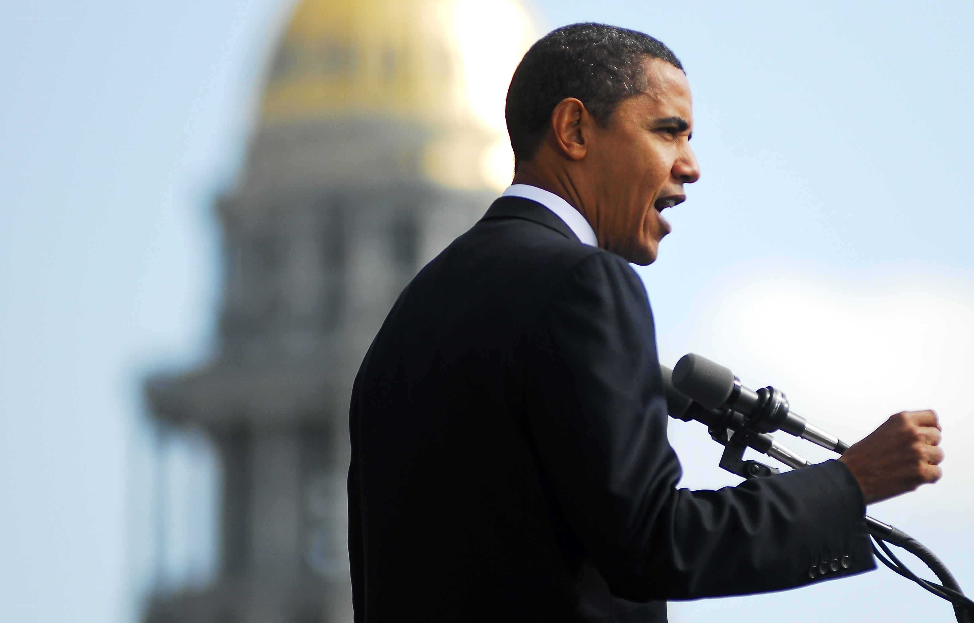 Obama speaking at podium