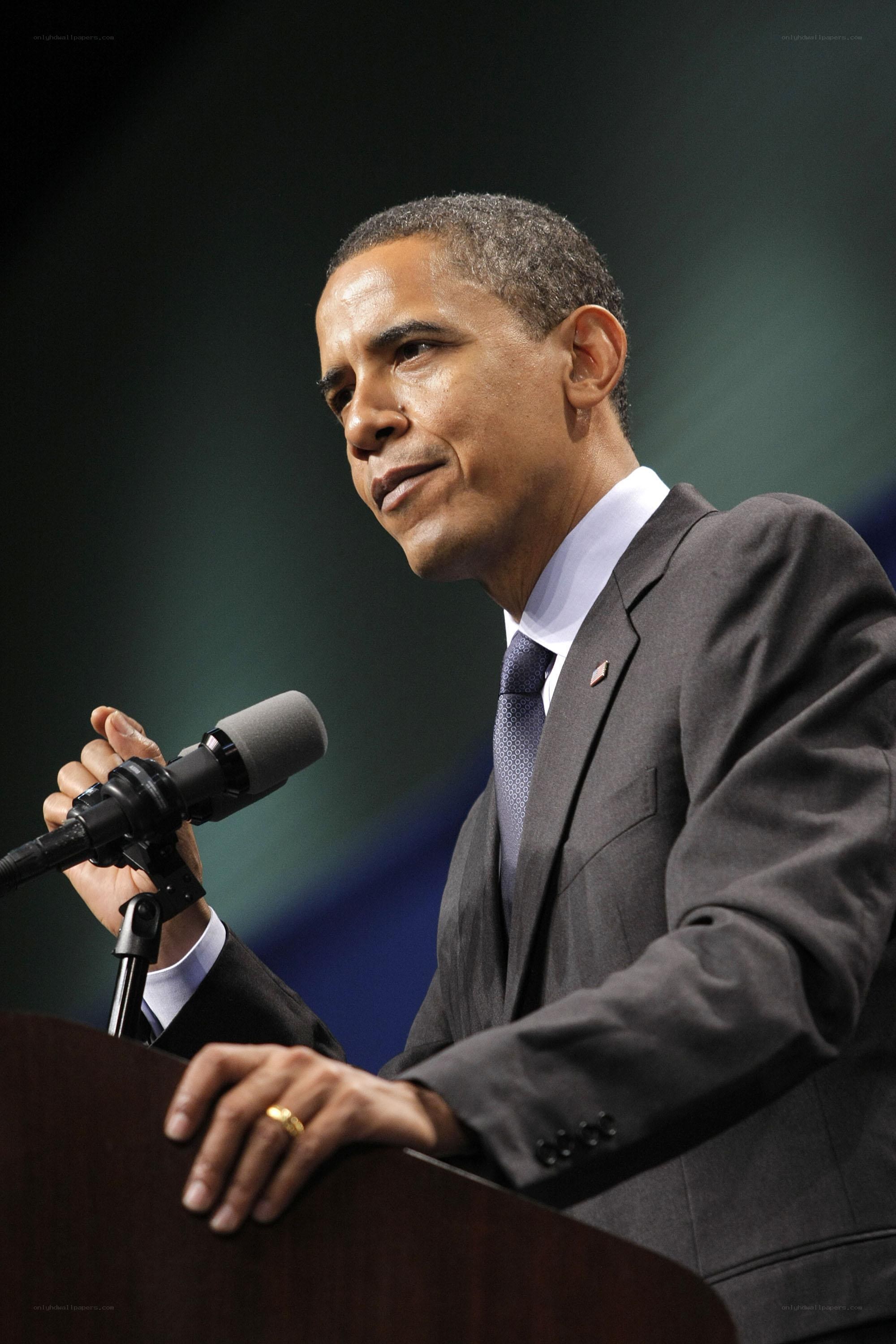 Obama speaking at podium