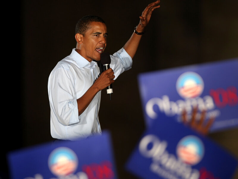 Obama speaking at rally
