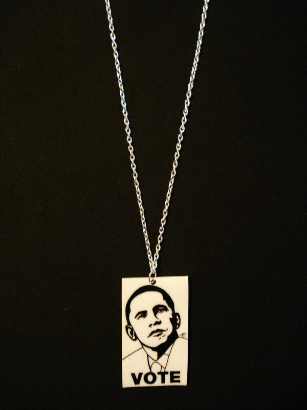 Obama vote pendant necklace