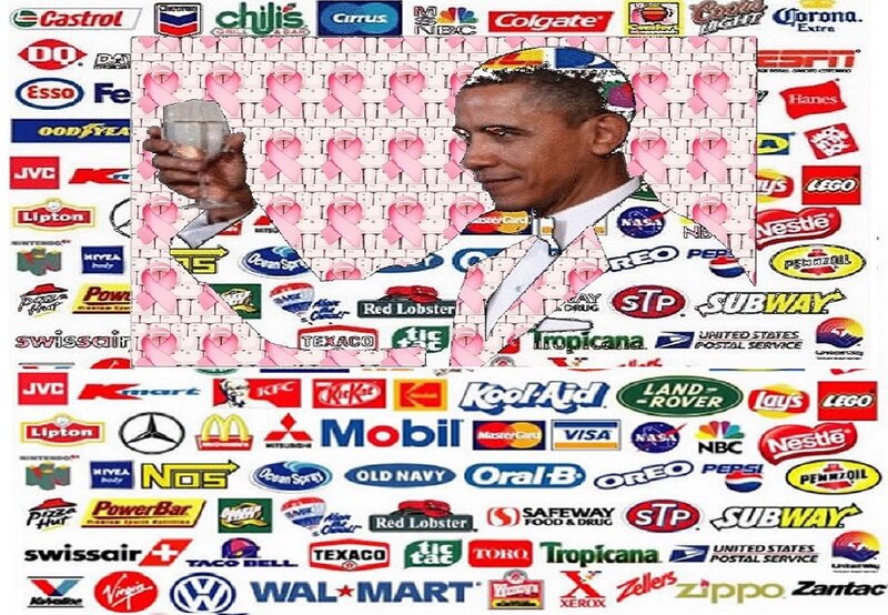 Obama with pink ribbons collage